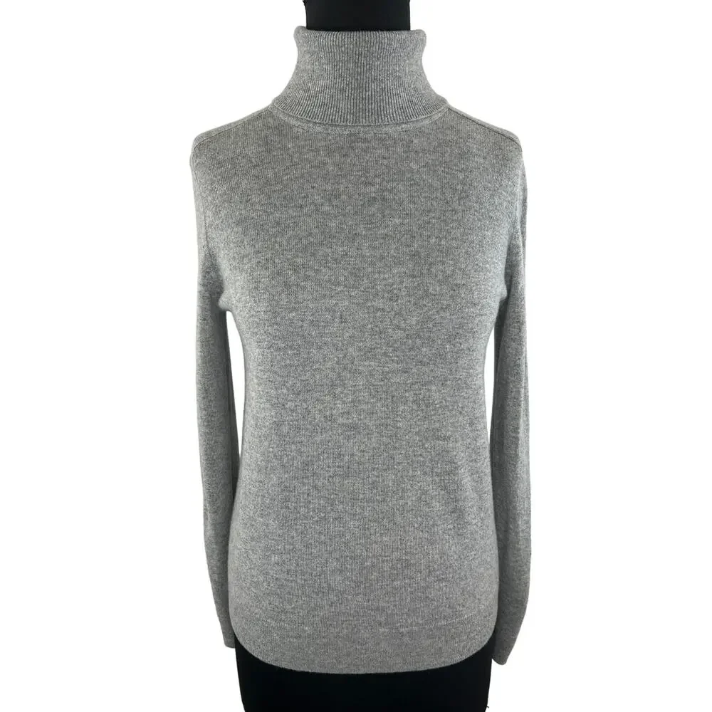EVERLANE Cashmere Turtleneck Sweater Heather Gray Long Sleeve Pullover Small S